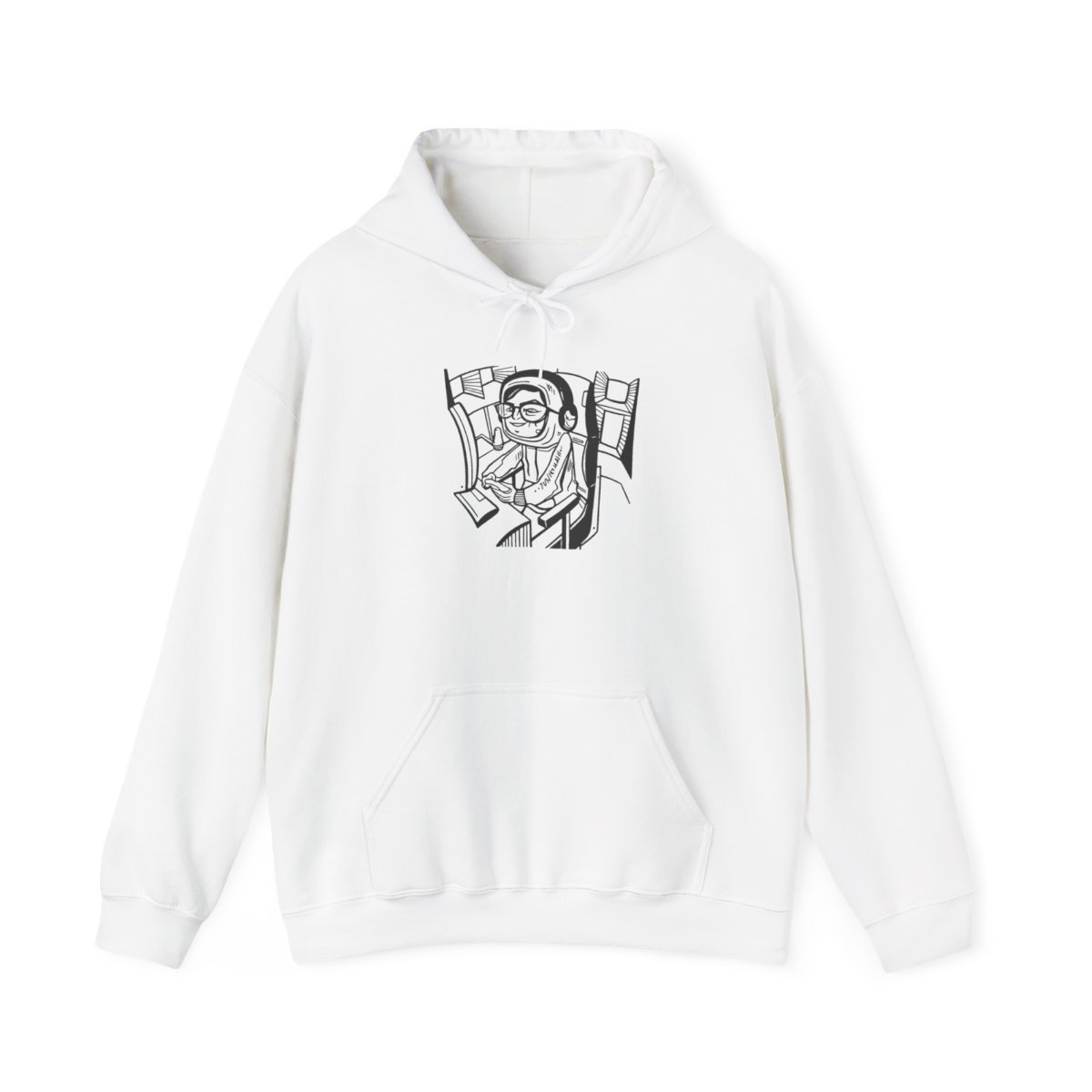 Astronaut Reading Book Hoodie | Space Illustration, Line Art | Juan Guarnizo