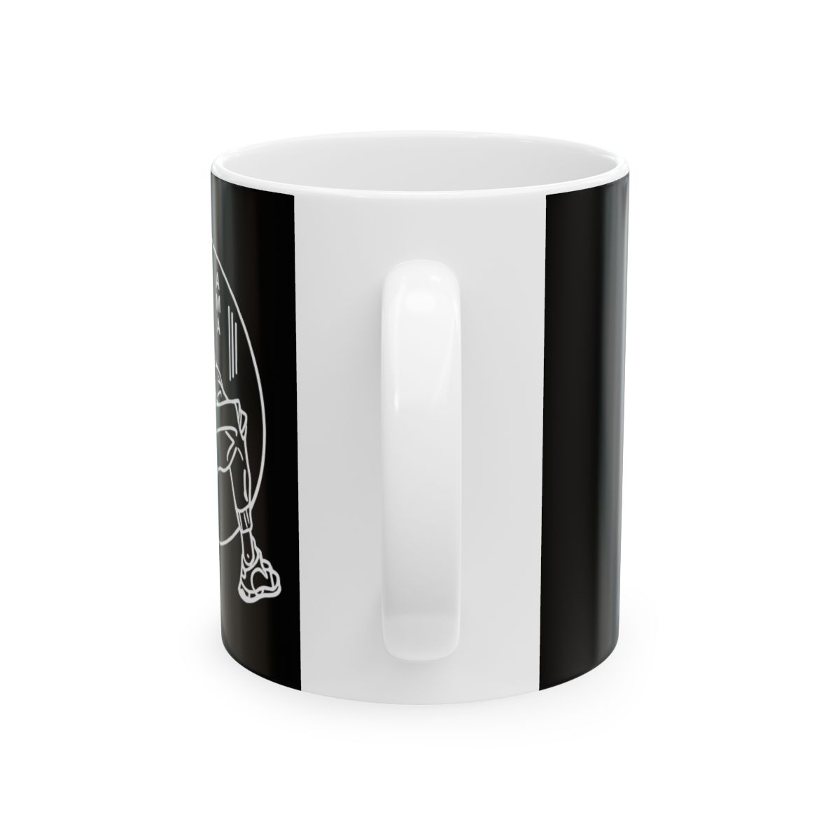 Skeleton Astronaut Mug | Black Ceramic Coffee Cup | Juan Guarnizo - alternate angle 2, merchandise