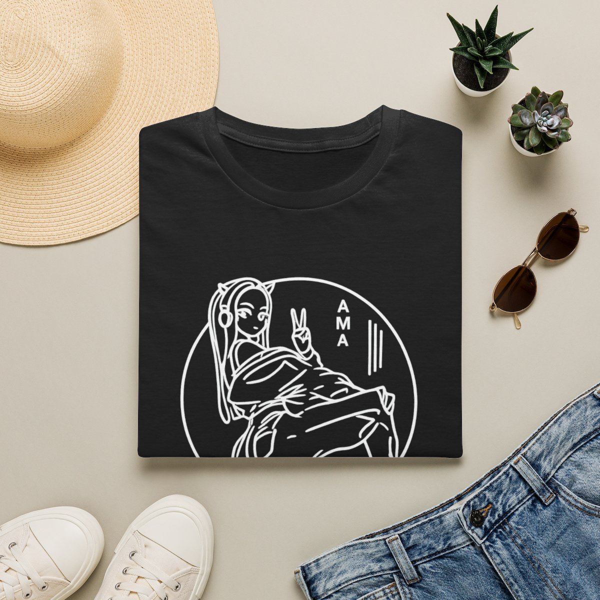 Mama Outline Illustration T-Shirt | Mom Peace Sign Tee | Juan Guarnizo